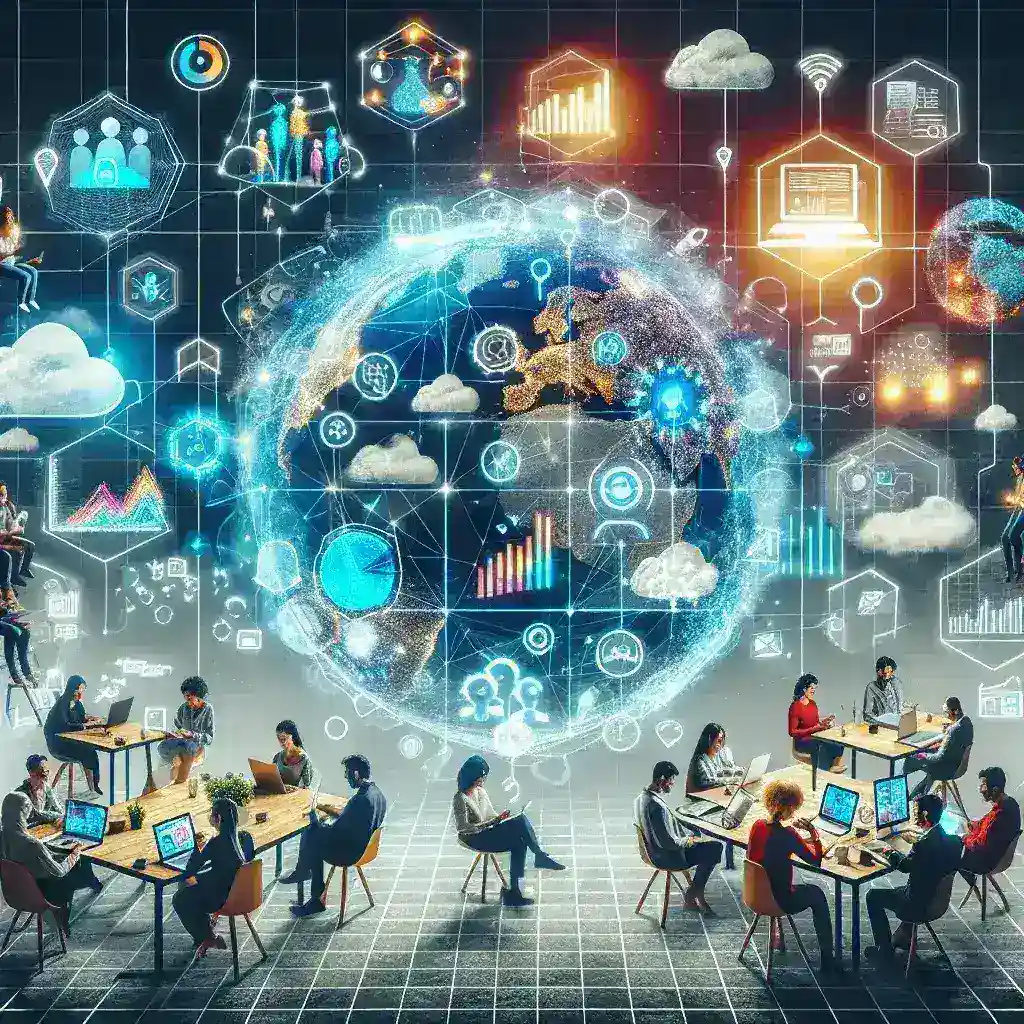 "Immagine che mostra un team remoto collaborare online utilizzando software di produttività, illustrando le migliori soluzioni del 2024."