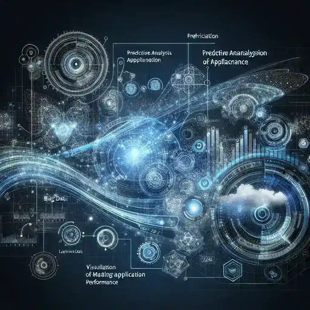 "Infografica che illustra gli strumenti di analisi predittiva per le prestazioni delle applicazioni, evidenziando le caratteristiche e i vantaggi chiave per il 2024."